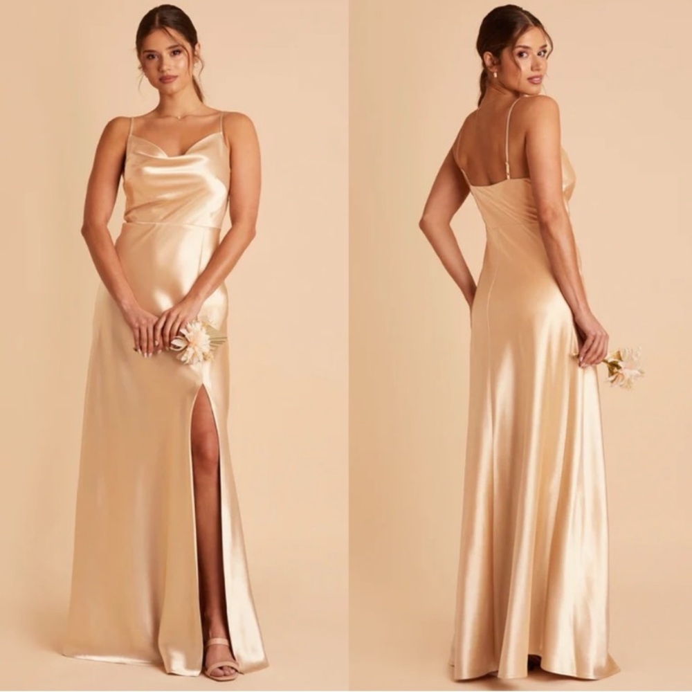 Birdy Grey Lisa Long Satin Maxi Dress in Gold